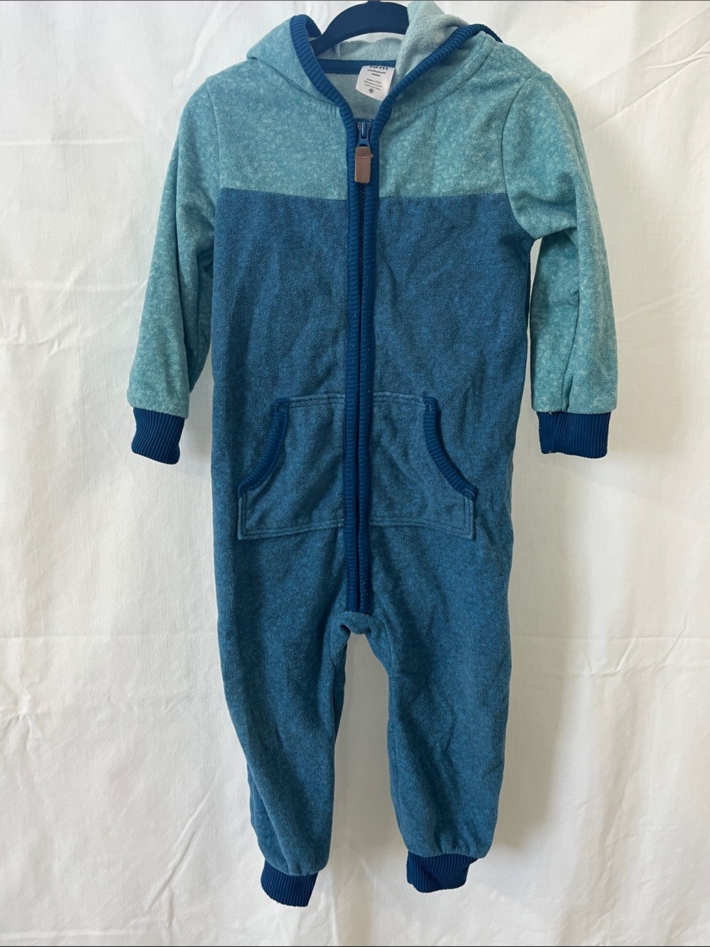 Carter's Two-Tone Blue Hooded Toddler One-Piece
